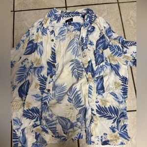 George Blue and White Floral Shirt